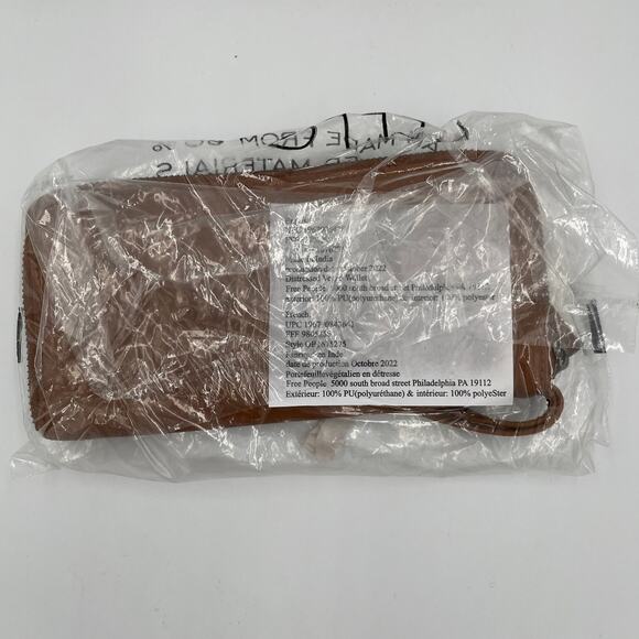 Free People Brown Distressed Vegan Wallet Wristlet NWT - Picture 6 of 6